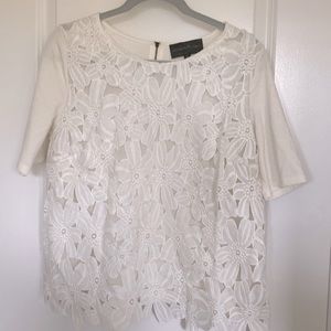 Beautiful Flower Eyelet Top sunday in brooklyn Anthropologie M